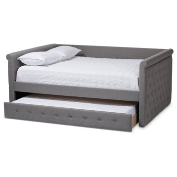 Alena Gray Fabric Full Daybed With Trundle