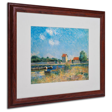 'The Loing Canal at Saint-Mammes' Matted Framed Canvas Art by Alfred Sisley