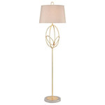 Elk Lighting - Elk Morely 1 light Floor Lamp Single Motif, Gold Leaf/Antique/White - The Morley floor lamp takes its inspiration from updated, Scandi style, combining its structural, interlocking hoops to create a striking yet simple statement with the warm, natural tones of its oatmeal linen shade. This design features an antique, gold leaf finish and is presented on a high quality marble base.