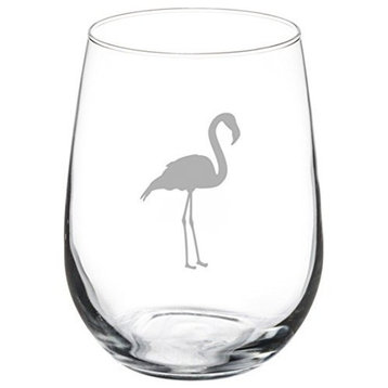 17 Oz Stemless Wine Glass Flamingo