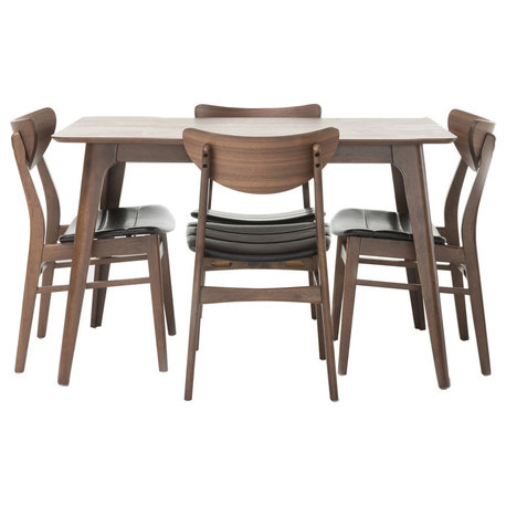 GDF Studio Katherine Mid-Century Modern 5 Piece Dining Set, Dark Brown