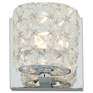 Prizm 1-Light Dimmable Vanity, Chrome With Clear Crystal Glass Shade