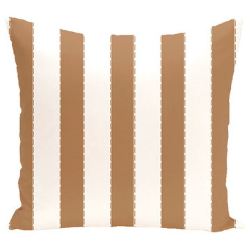 Stitch In Time Stripes Print Outdoor Pillow, Caramel, 18"x18"