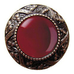 Inviting Home Inc. - Victorian Knob, Antique-Style Solid Bronze With Red Carnelian - Cabinet And Drawer Knobs