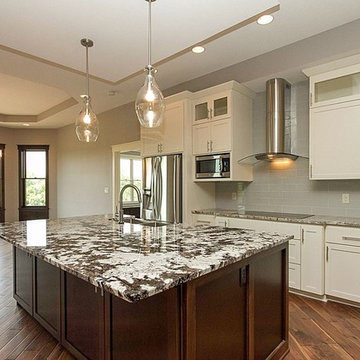 White and stain combo cabinets