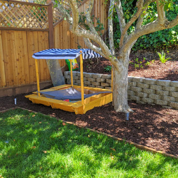 A shaded spot carved out for sandpit