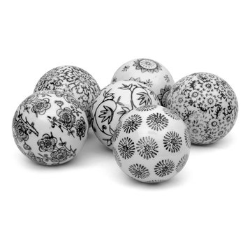 3" Black and White Decorative Porcelain Ball Set