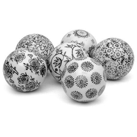 3" Black and White Decorative Porcelain Ball Set