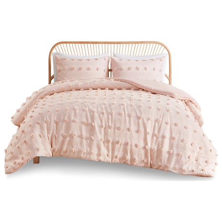 Intelligent Design Lucy Clip Jacquard Duvet Cover Set, Pink