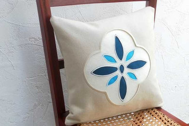 Spanish tile effect cushions
