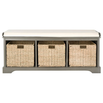 Gianni Wicker Storage Bench Grey/ White