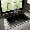Karran All, One Drop-In Quartz 33" Single Bowl Sink, Black With Faucet