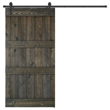 Solid Wood Barn Door, Made in USA, Hardware Kit, DIY, Ebony, 42x84"