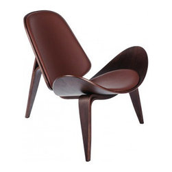 Brown Leather Bent Wood Bishop Chair - Living Room Chairs