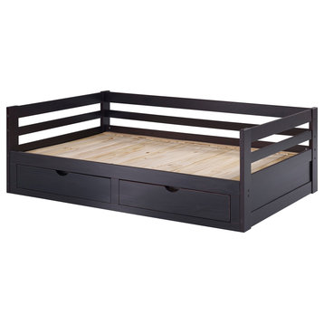Jasper Twin to King Extending Day Bed, Storage Drawers, Espresso