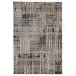 Jaipur Living - Vibe Damek Abstract Gray and Taupe Area Rug, 5'3"x7'6" - The Tunderra collection boasts a stunning, textural, and high-end look at accessible price. The Damek rug showcases an abstract motif inspired by natural rock formations, offering design versatility in a rich gray, black, tan, and taupe colorway. This durable and easy-to-clean polyester rug is ideal for heavily trafficked rooms of the home.