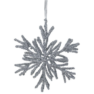 7.5" Silver Glitter Snowflake Christmas Ornament