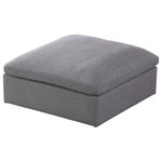 Meridian Furniture - Serene Linen Textured Fabric Deluxe Comfort Modular Ottoman, Grey - There's lots to love about the Serene linen textured deluxe cloud-like comfort modular collection, and this piece is not an exception. The soft grey linen textured fabric is cozy and sleek to the touch while the overstuffed down/feather cushions provide gentle support so you can relax and unwind like a VIP. Customize your seating with this modular set by adding the pieces you like most. Latches under each piece make it easy to snap them into position for a look that's modern yet welcoming.