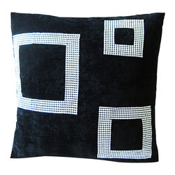DECORATIVE PILLOWS MIAMI - Velvet Crystal Square Pillow, Black, 20"x20" - Decorative Pillows