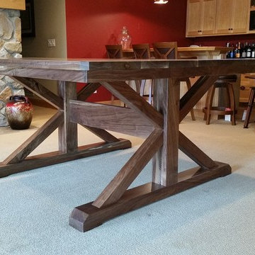 Walnut Bar Height Trestle Table