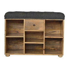 50 Most Por Country Shoe Storage For 2018 Houzz Uk Furniture Shoe Storage Bench With Upholstered Black Tweed Seat Oak Finish Mango Wood