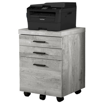 HomeRoots 25.25" Grey Particle Board and MDF Filing Cabinet With 3 Drawers