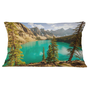 Moraine Lake in Banff National Park Landscape Printed Throw Pillow, 12"x20"