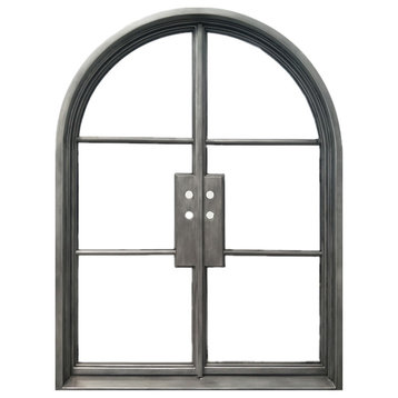 72''x96'' Wrought Iron Entry Door With Double LOW-E Glass, Right Hand Active