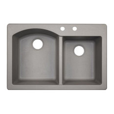 Swan 33x22x9.5 Granite Kitchen Sink, 2-Hole, Metallico
