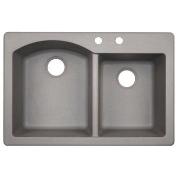 Swan 33x22x9.5 Granite Kitchen Sink, 2-Hole, Metallico