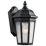 Kichler Lighting - Kichler Lighting 9032BKT Courtyard - One Light Outdoor Small Wall Mount - Uncluttered and traditional, this 1 light outdoor wall lantern from the Courtyard™ collection adds the warmth of a secluded terrace to any patio or porch. Featuring a Textured Black finish and Etched Seedy Glass, this design will elevate and enhance any space.Shade Included: Yes* Number of Bulbs: 1*Wattage: 100W* BulbType: A19* Bulb Included: No