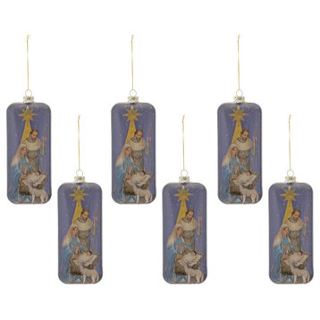 Nativity Ornament, 6-Piece Set, 8"H Glass