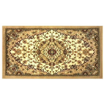 Mersin Collection Persian Style Area Rug - Olefin Rug with Jute Backing, Ivory - 2' X 3'