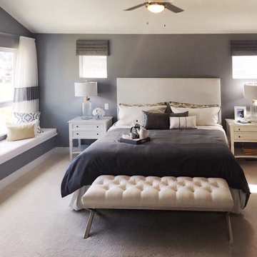 Transitional Home with Custom Bedding and Window Treatments