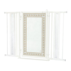 Fusion Gates - Fusion Gate with Greek Key Design, White Pearl, 36"-52" - Dog Gates