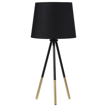 Benzara BM240326 Table Lamp With Tripod Metal Base, Black and Gold