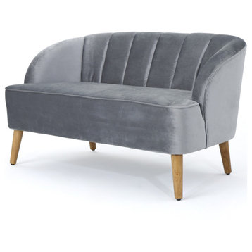 GDF Studio Scarlett Modern New Velvet Sofa, Pewter
