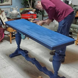 Custom Painted Sofa Table in Annie Sloan Napolean Blue - Coffee And Accent Tables