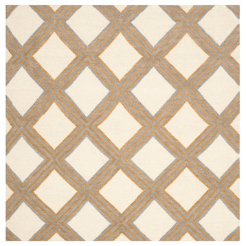 Safavieh Dhurries Collection DHU109 Rug, Ivory/Gold, 6' Square