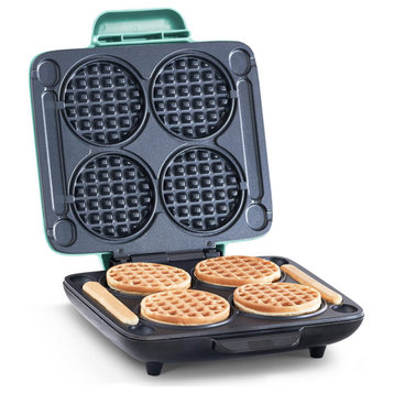 Multi Mini Waffle Maker: Four Mini Waffles, Perfect for Families and Individuals, Aqua
