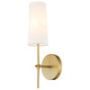 Brass Finish And White Shade 1-Light Wall Sconce