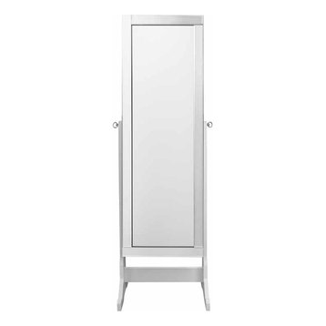Mary Jewelry Storage Armoire With Mirror Border & LED Lights, White