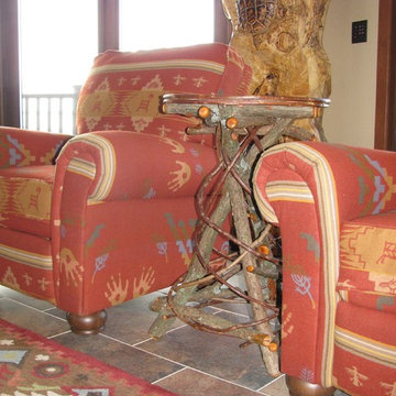 Wool Chairs with Twig Side Table