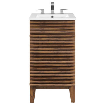 Vanity - 18" Bathroom Vanity Cabinet with Ceramic Basin Top, Modern Design