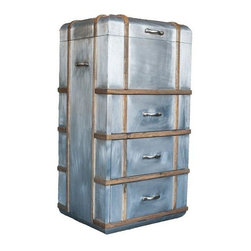 Go Home Antiqued Nickel Silver Steamer Chest - Armoires And Wardrobes