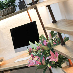 McLeod Reused Scaffolding & Pipe Industrial Desk & LED Lit Shelves with Storage - Desks & Writing Bureaus