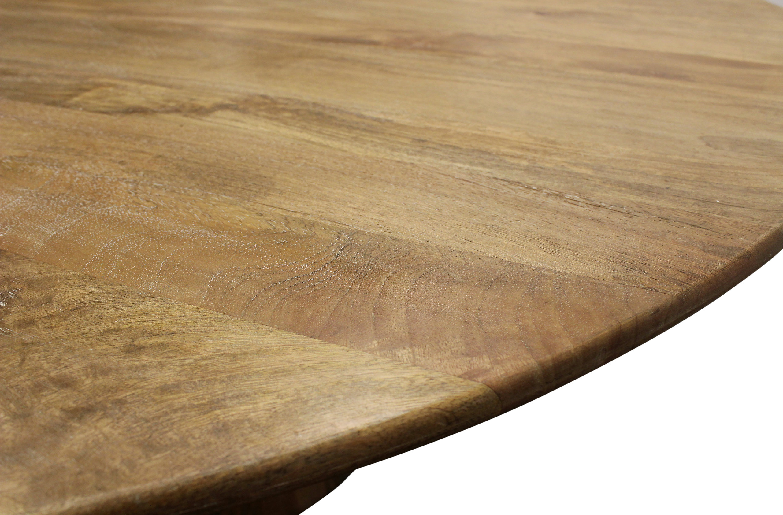 Jaden Round Dining Table in Mid-Century Distressed Natural Finish on ...
