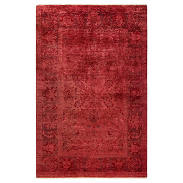 Vibrance, One-of-a-Kind Hand-Knotted Area Rug Red, 4' 1" x 6' 4"