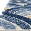 Transitional Ivory and Blue 2'3  x12' Runner Rug
