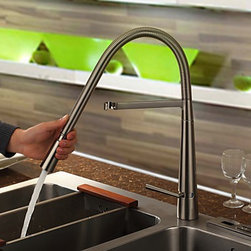 Contemporary Brass Kitchen Tap - Nickel Brushed Finish T1708 - Kitchen Faucets